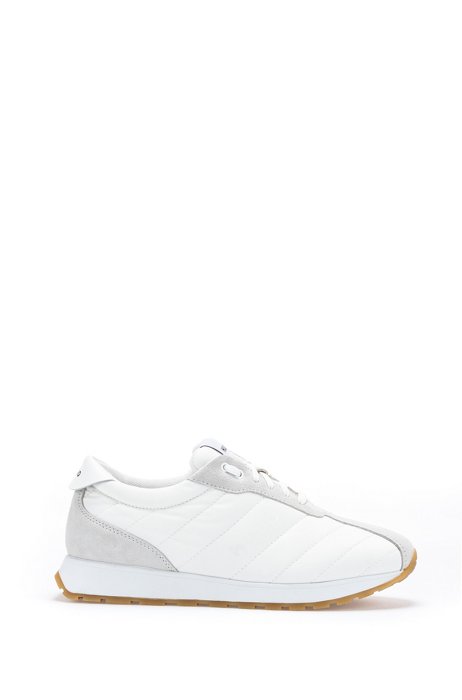 Low-top trainers in padded REPREVE® with suede facings, White