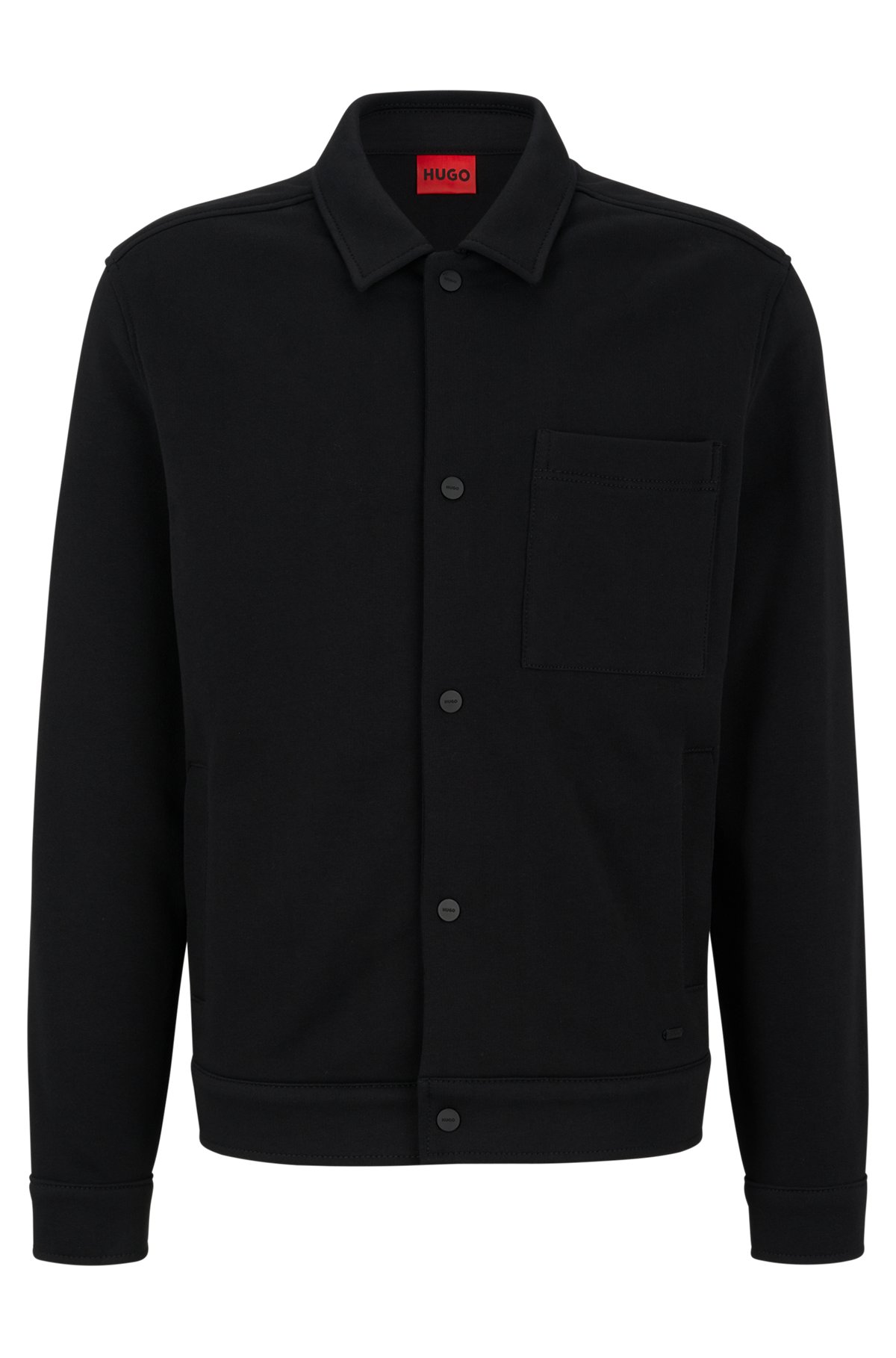 Waschbare Slim-Fit Hemdjacke aus Super-Flex-Baumwolle, Schwarz