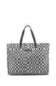 Cotton-canvas shopper bag with seasonal print, Black Patterned