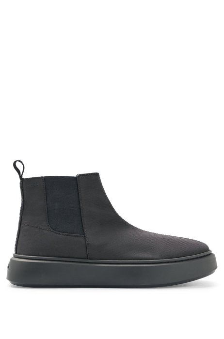 Cupsole Chelsea boots with branded tape, Black