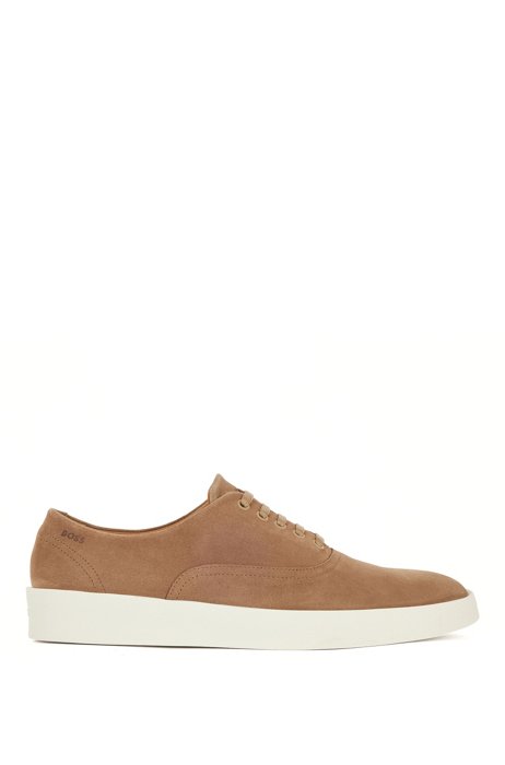 Rubber-sole Oxford shoes with suede uppers, Light Brown