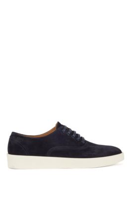 BOSS - Rubber-sole Oxford shoes with suede uppers