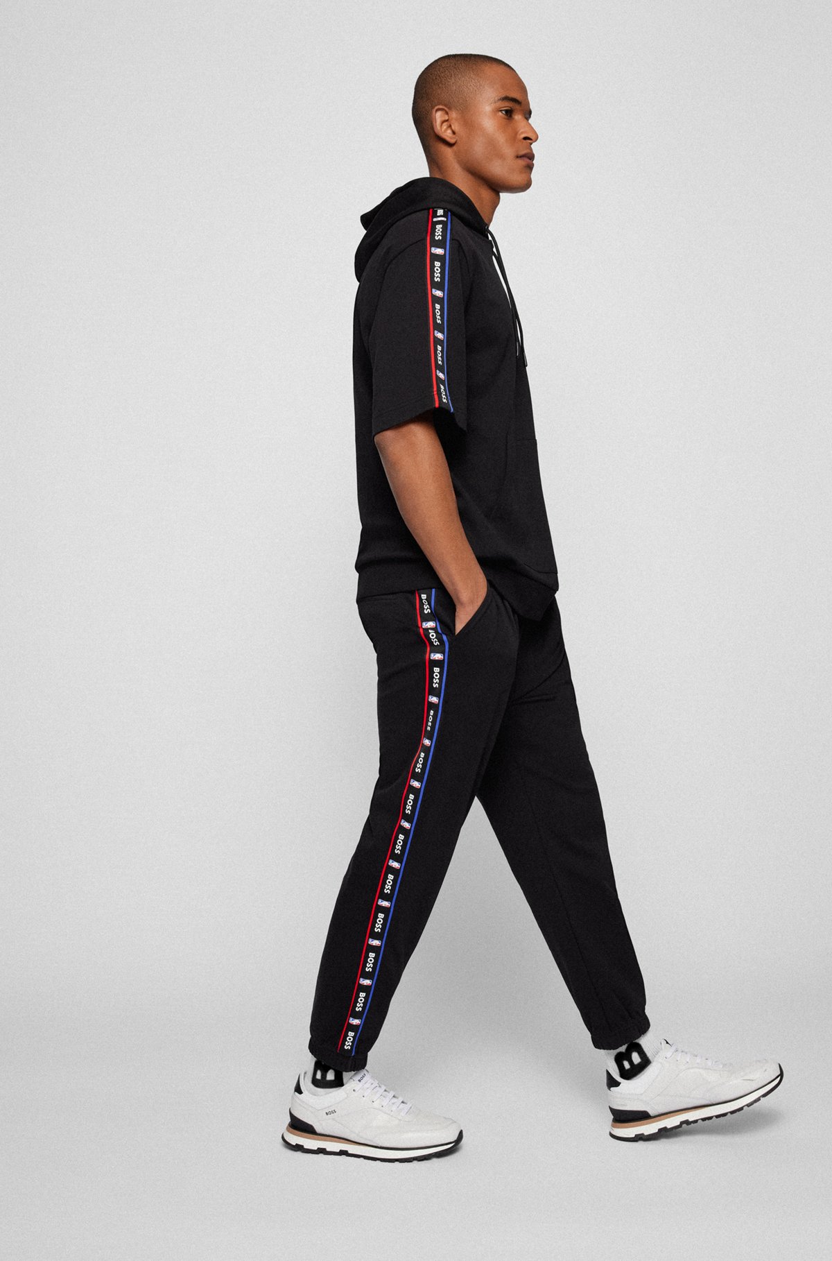 BOSS & NBA relaxed-fit tracksuit bottoms with collaborative logo tape, NBA Generic