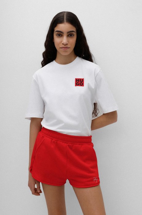 Relaxed-fit T-shirt met logoslogan van katoen, Wit