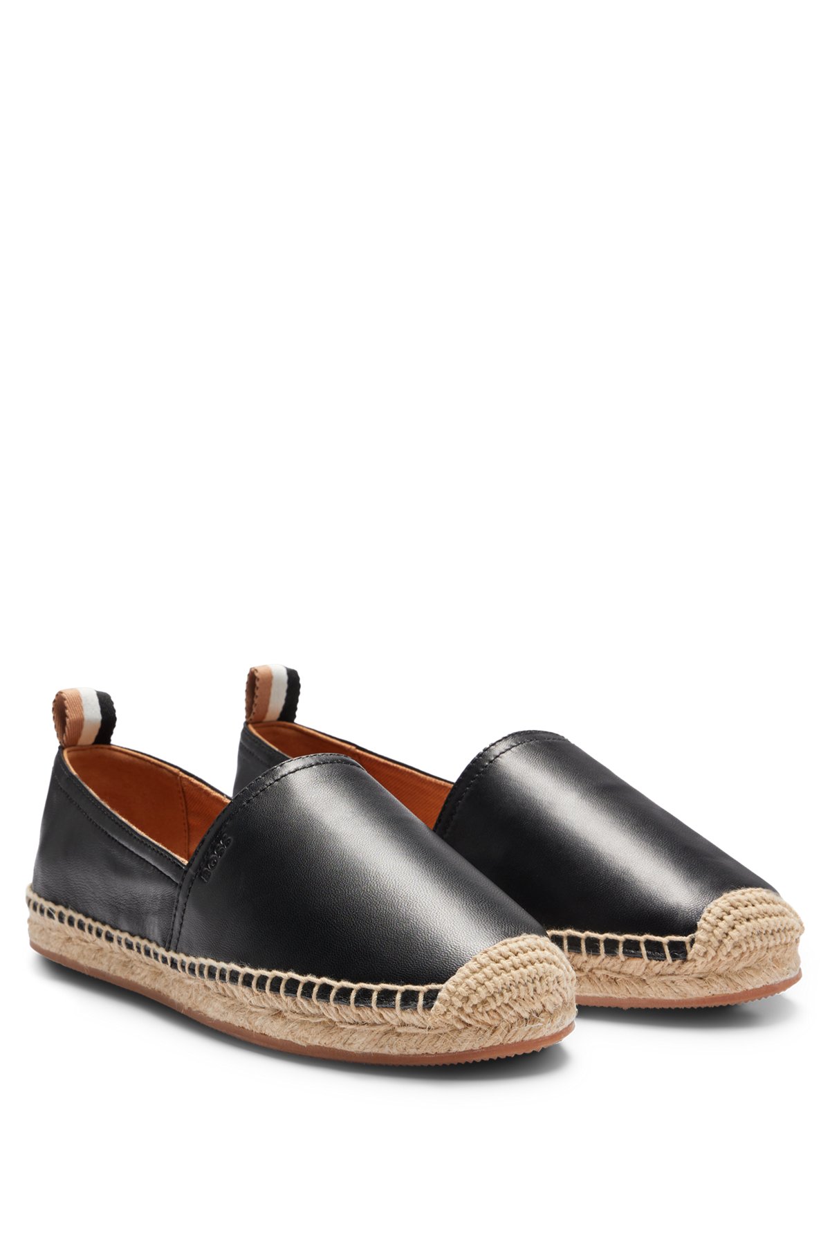 Leather espadrilles with jute sole, Black