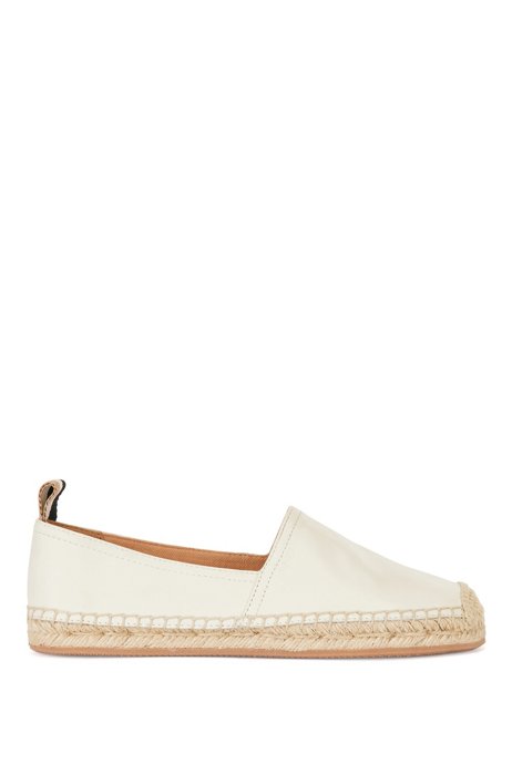 Leather espadrilles with jute sole, White