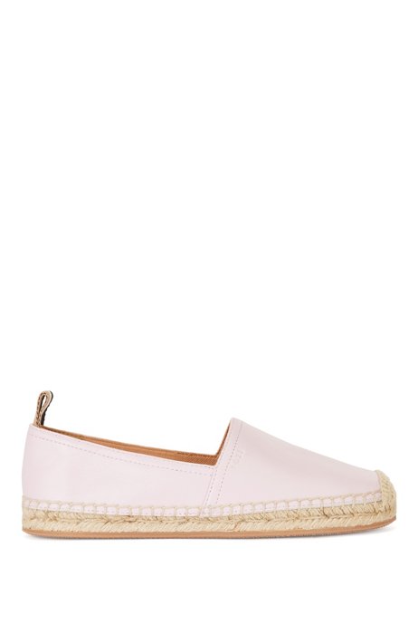 Leather espadrilles with jute sole, light pink