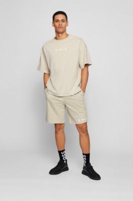 BOSS & NBA interlock-cotton relaxed-fit T-shirt with collaborative branding, Light Beige