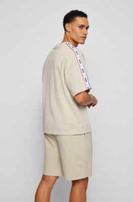 BOSS & NBA interlock-cotton relaxed-fit T-shirt with collaborative branding, Light Beige