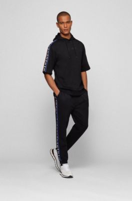 BOSS & NBA hooded sweatshirt with collaborative logo tape, Black