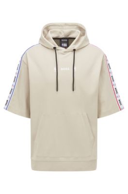 BOSS & NBA hooded sweatshirt with collaborative logo tape, Light Beige