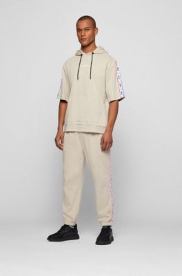 BOSS & NBA hooded sweatshirt with collaborative logo tape, Light Beige