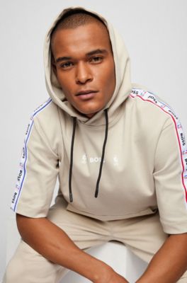 BOSS & NBA hooded sweatshirt with collaborative logo tape, Light Beige