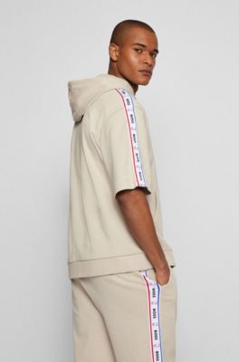 BOSS & NBA hooded sweatshirt with collaborative logo tape, Light Beige