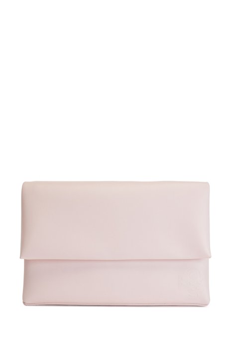 Nappa-leather clutch bag with chain strap, light pink