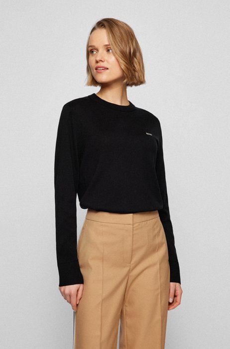 Relaxed-fit sweater in cotton, silk and cashmere, Black