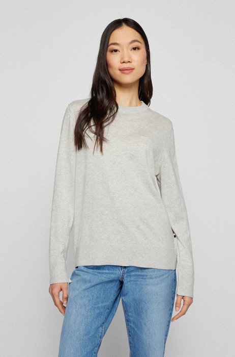 Relaxed-fit sweater in cotton, silk and cashmere, Light Grey
