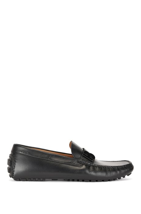 BOSS - Nappa-leather moccasins with 'B' hardware trim