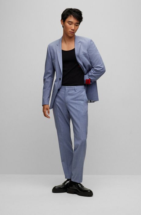 Herren Bekleidung Anzüge BOSS by HUGO BOSS Wolle Slim-Fit Anzug aus elastischem Woll-Mix in Schwarz für Herren 