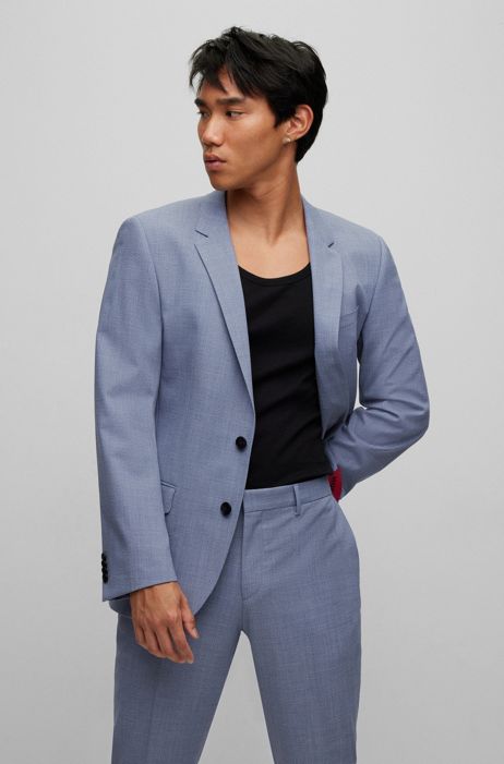 HUGO Wolle Slim-Fit Anzug aus besonders elastischem Woll-Mix in Blau für Herren Herren Bekleidung Anzüge 