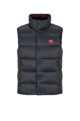 HUGO - Slim-fit puffer gilet with red logo label