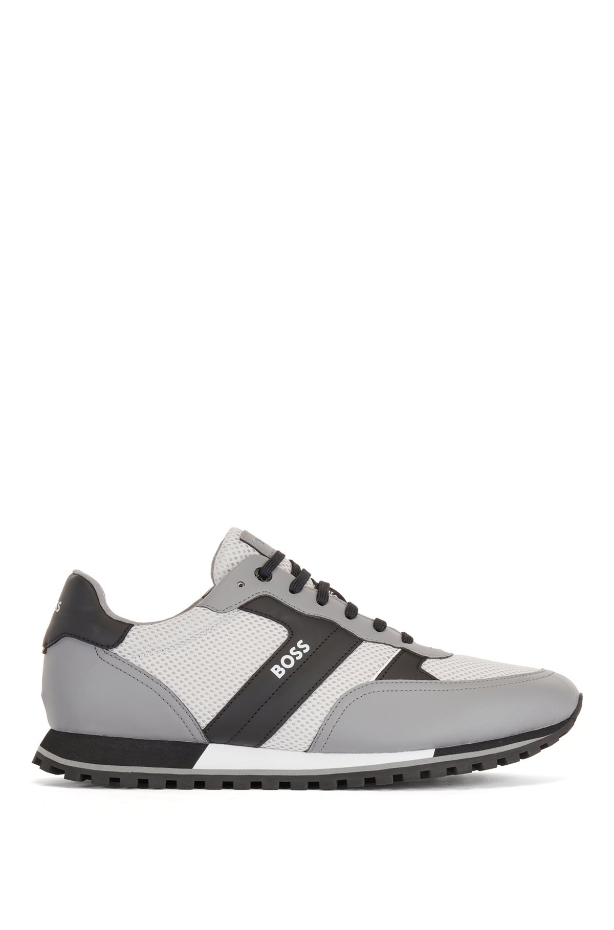 Logo-detail trainers in mesh with rubberised accents, Light Grey