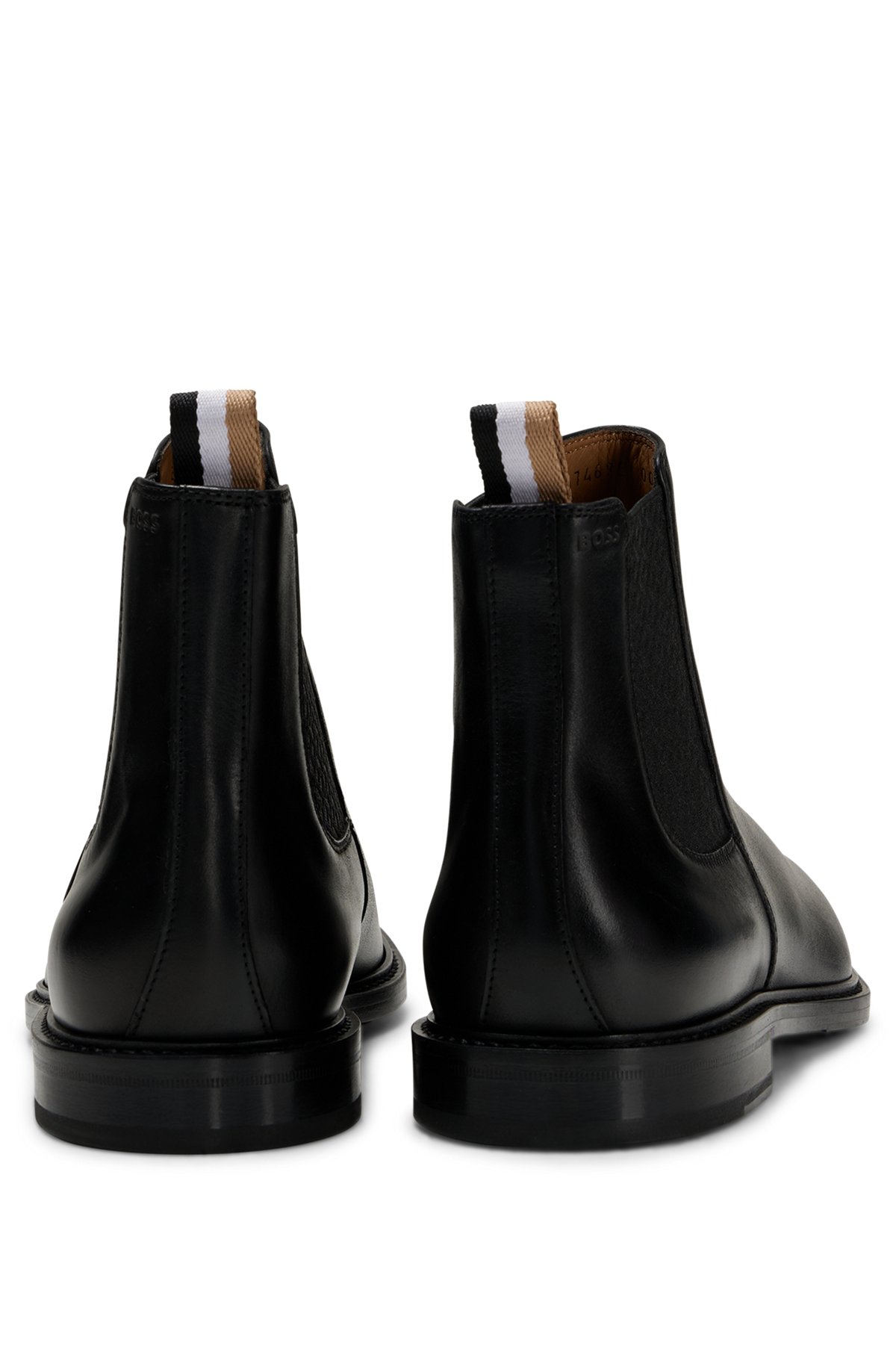Italian leather Chelsea boots with monogram panels, Black