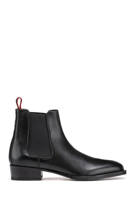 Nappa-leather Chelsea boots with elasticated panels, Black