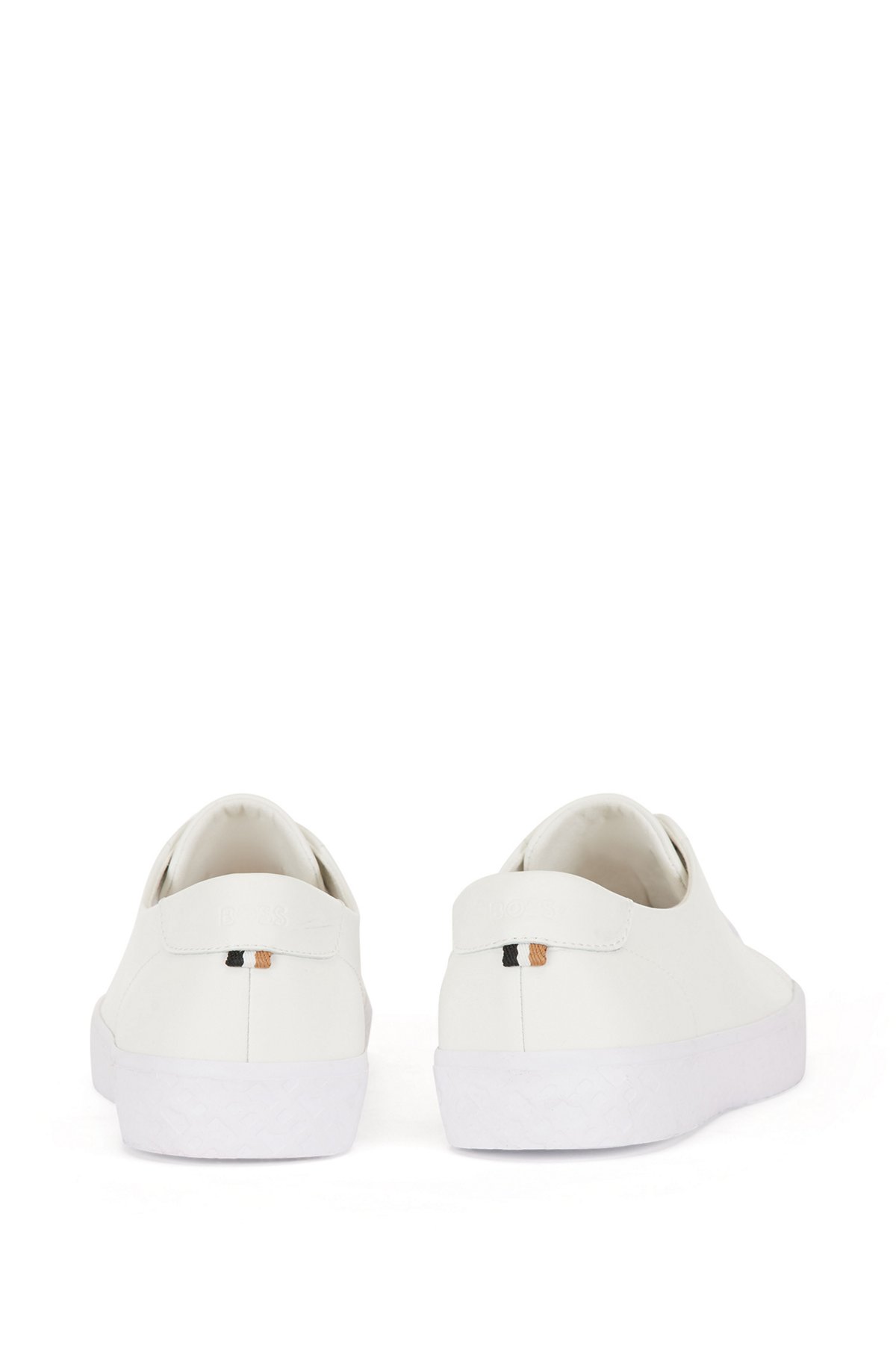 Lace-up trainers in technical material with monogrammed outsole, White