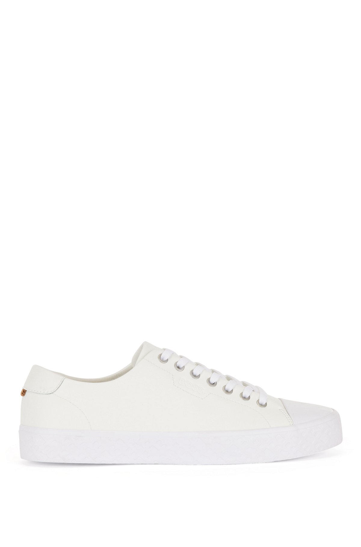 Lace-up trainers in technical material with monogrammed outsole, White