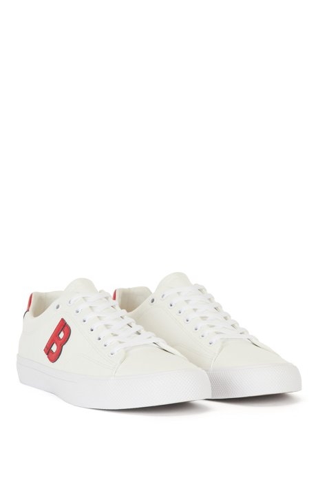 Low-top trainers with contrast 'B' detail, White