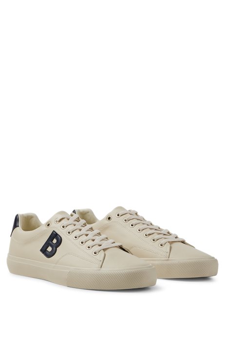 Low-top trainers with contrast 'B' detail, Light Beige