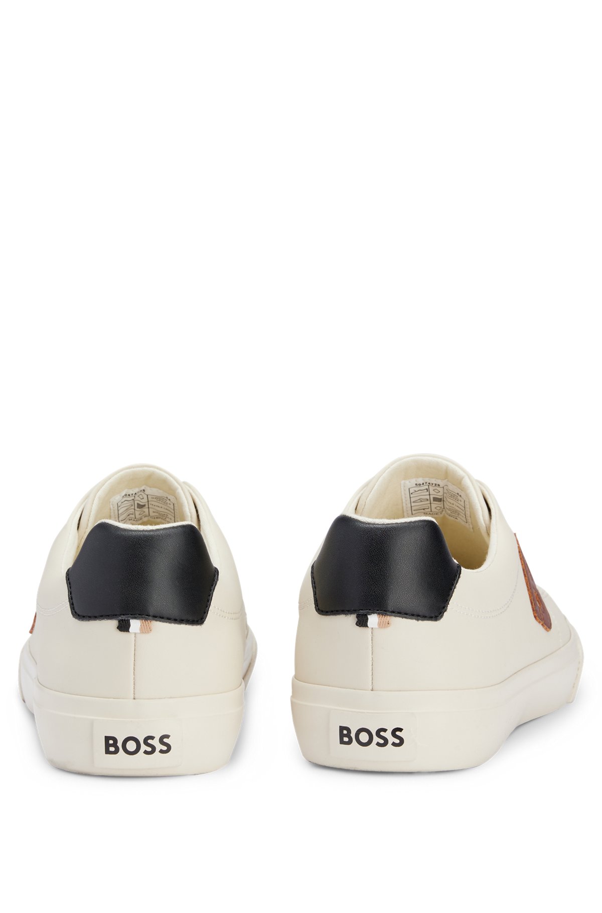 Lage sneakers van contrasterend 'B'-detail, Wit