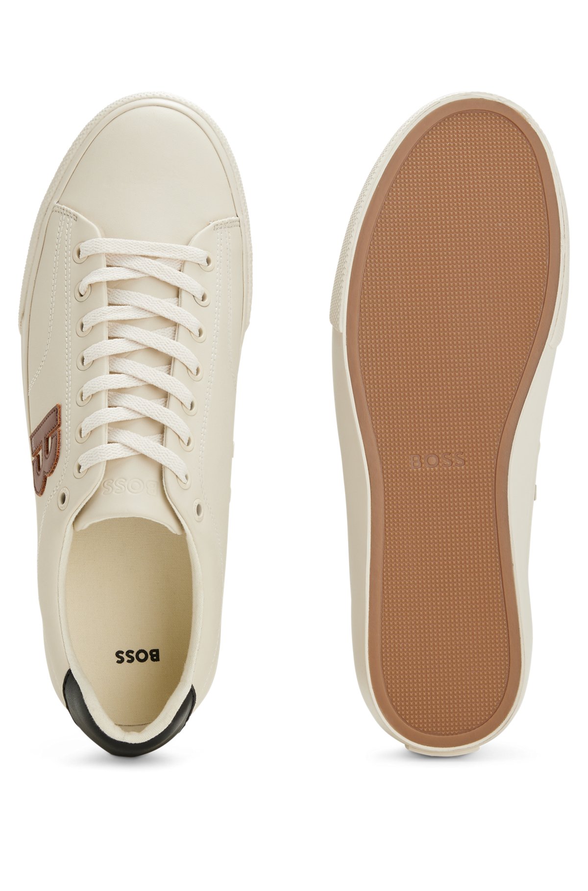 Sneakers low-top con "B" a contrasto, Bianco