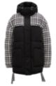 Mixed-material relaxed-fit jacket with bouclé panelling, Black