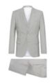 Three-piece extra-slim-fit suit in virgin wool, Light Beige