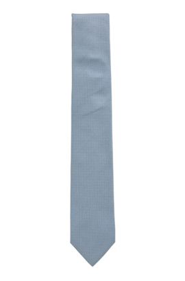 Men’s Tie –Grey White Patterned Pure Silk--Formal-Brand New 