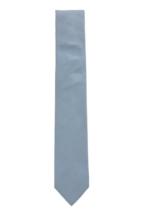 Italian-made tie in pure silk with micro pattern, Light Blue