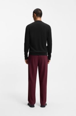 Knitted-cotton bomber-style cardigan with red logo label, Black