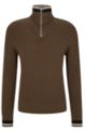 Relaxed-fit zip-neck sweater in a cotton blend, Dark Green