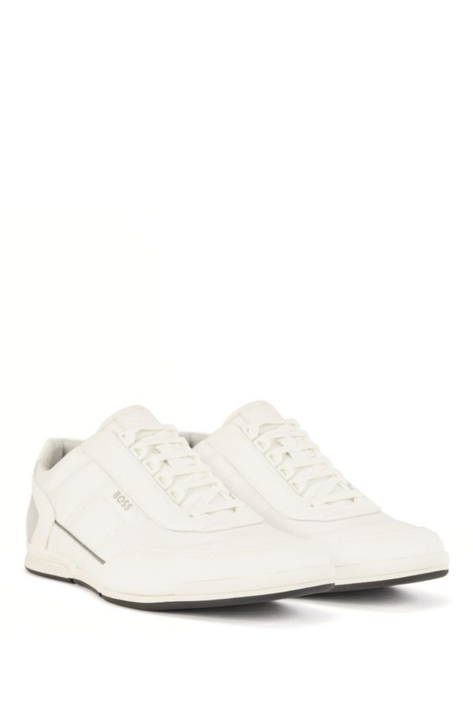 BOSS - Mixed-material low-profile trainers with logo counter