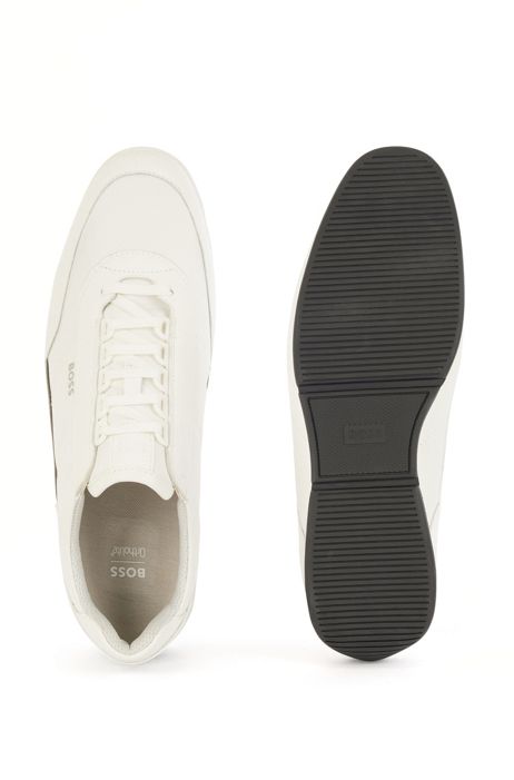 BOSS - Mixed-material low-profile trainers with logo counter