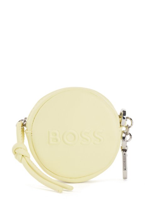 Faux-leather key holder with raised logo, Light Yellow