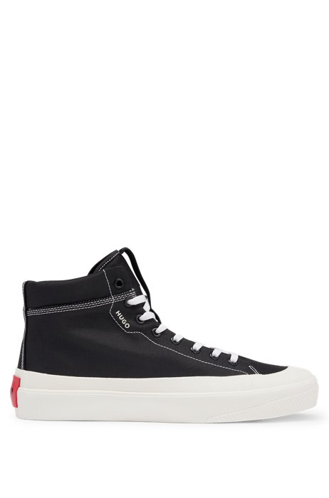 High-top rubber-bumper trainers with red logo label, Black