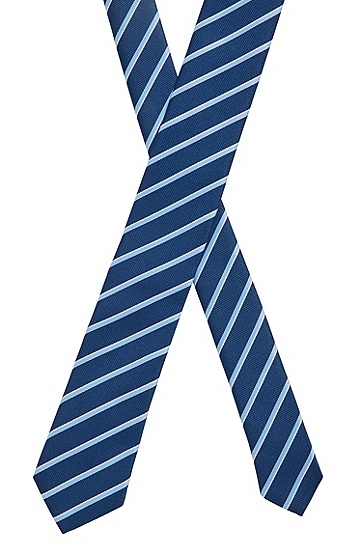 BOSS 博斯斜条纹再生面料领带,  404_Dark Blue