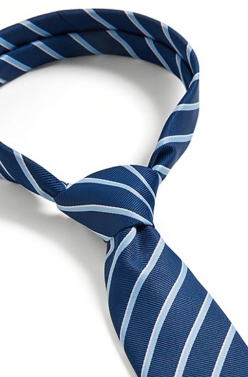 斜条纹再生面料领带,  404_Dark Blue