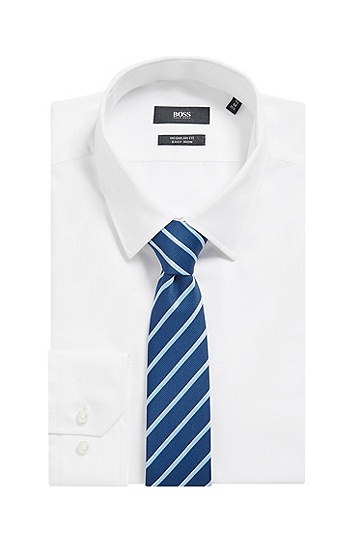 斜条纹再生面料领带,  404_Dark Blue
