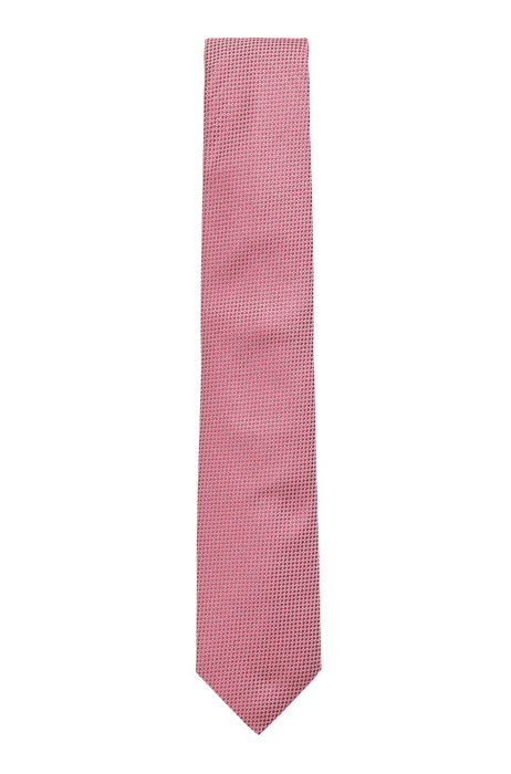 All-over micro-patterned tie in silk-jacquard, Pink