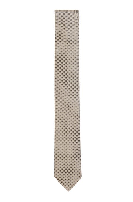 Silk-jacquard tie with all-over pattern, Light Beige