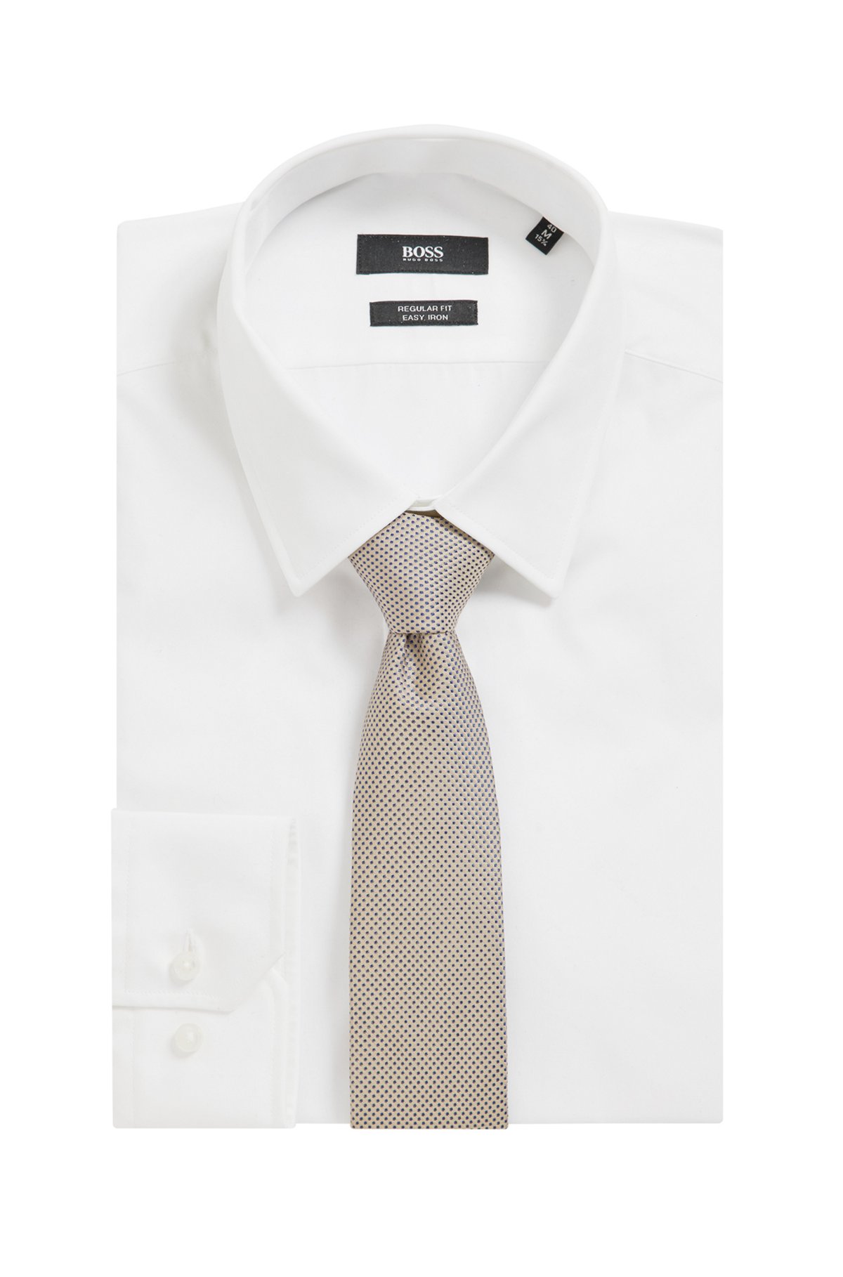 Krawatte aus Seiden-Jacquard mit Allover-Muster, Hellbeige